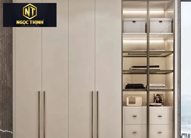 TỦ QUẦN ÁO GỖ MDF PHỦ MELAMINE MẪU 09